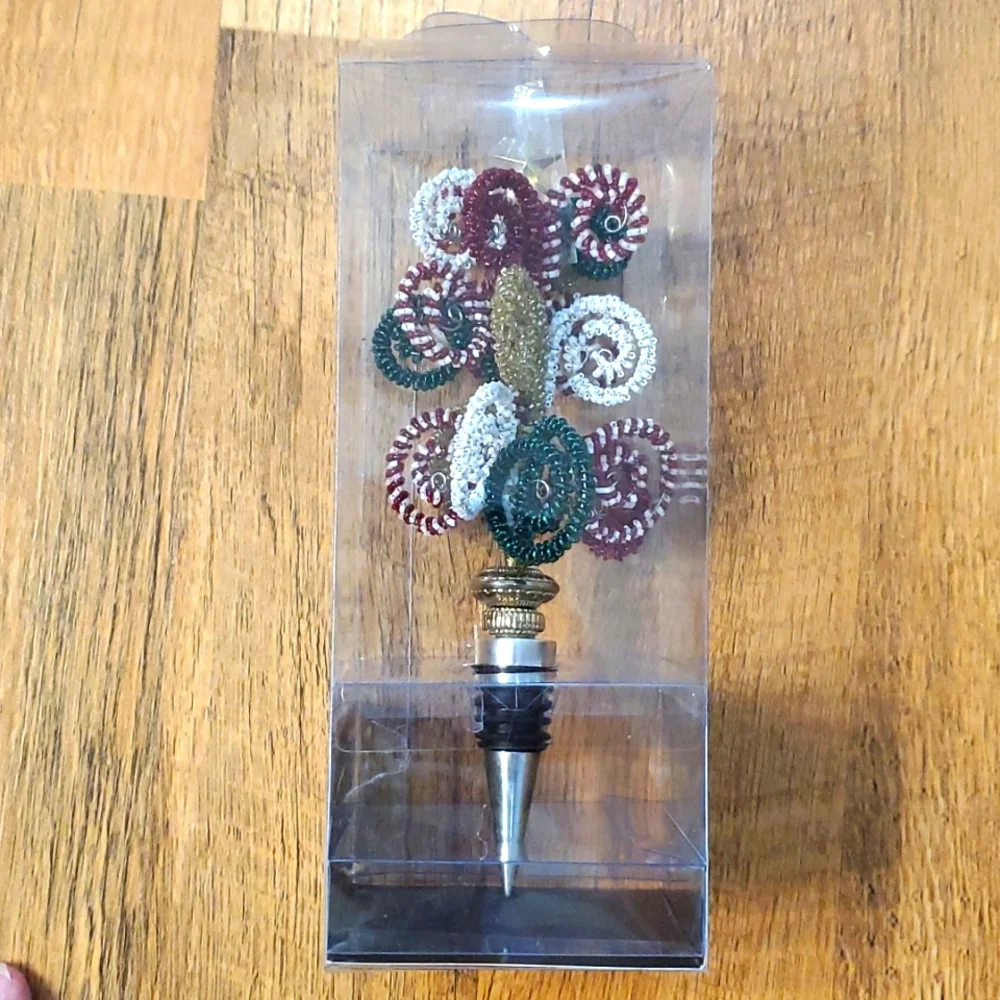 Pier‎ 1 Holiday Swirl Wire Beaded Wine Stopper